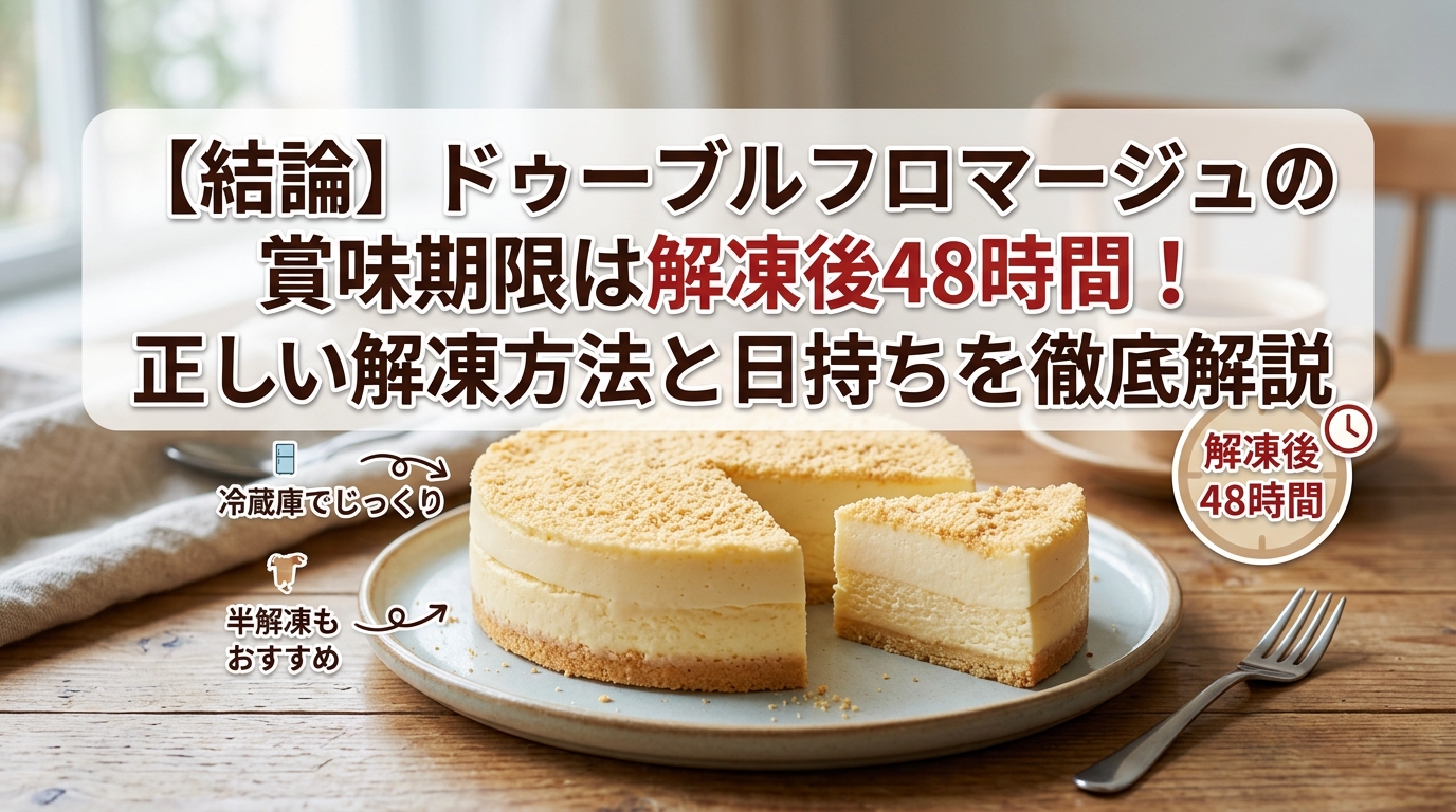 【結論】ドゥーブルフロマージュの賞味期限は解凍後48時間!正しい解凍方法と日持ちを徹底解説